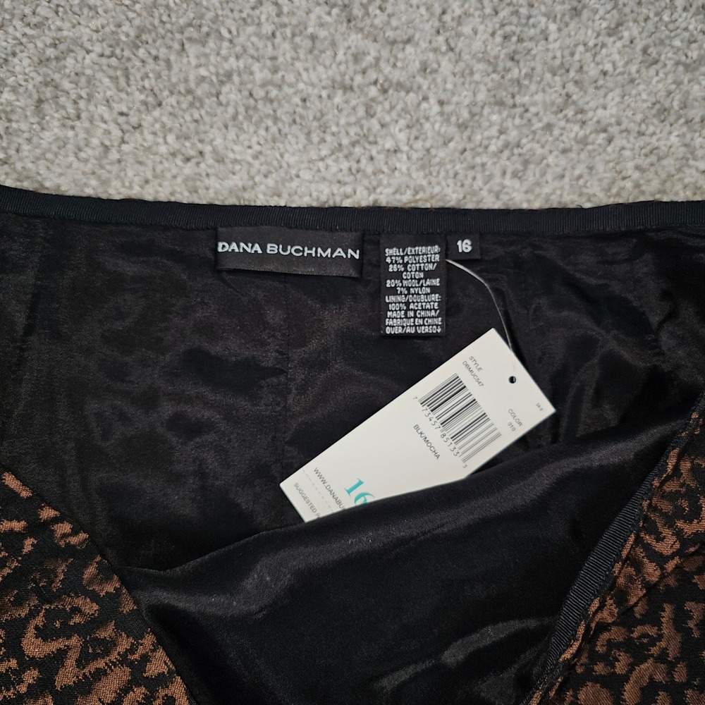 New Dana Buchman Womens‎ Size 16 Animal Print Jacquard Pencil Skirt Black Mocha - Picture 3 of 5